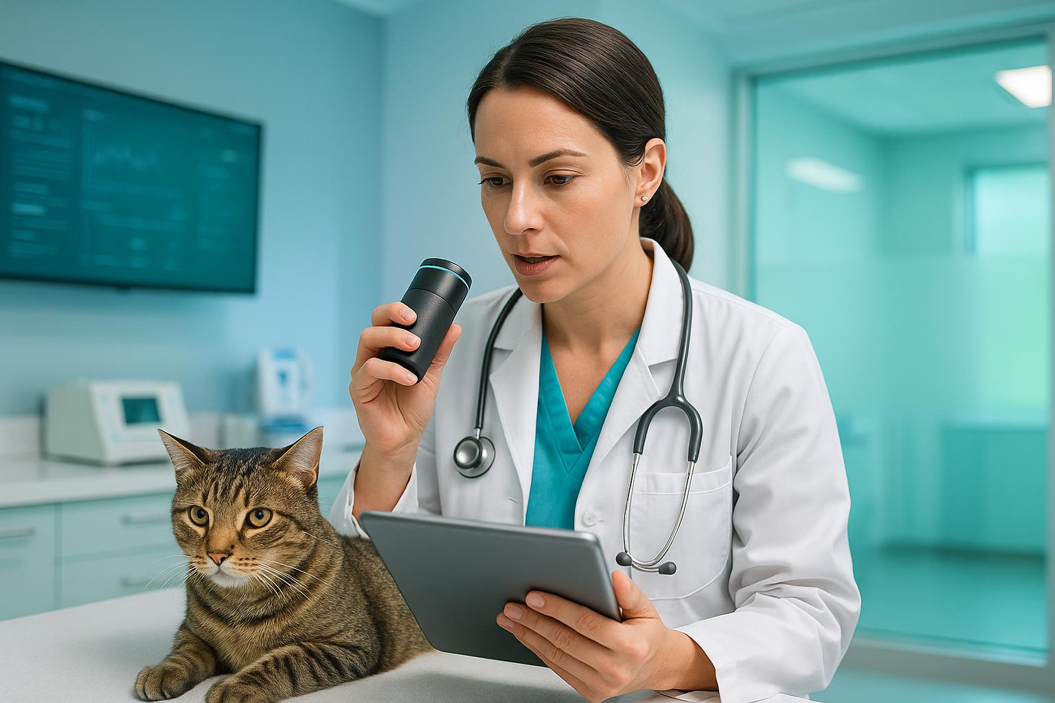 Veterinário usando tecnologia